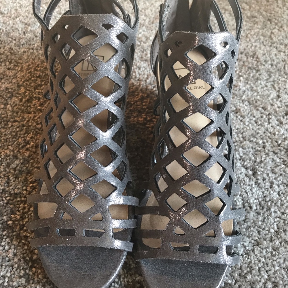 Material girl caged wedges sandals